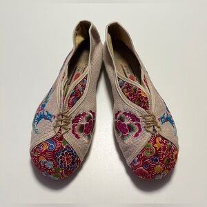 Buxiuyuan LaoBeijingBukie Embroidered Oriental Asian Slipper Shoes Size  8(9.5”)